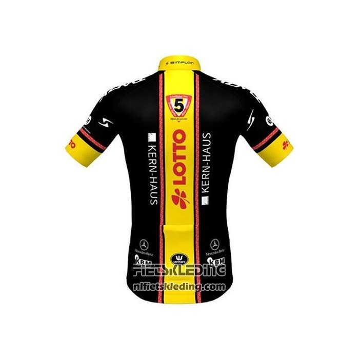 2020 Fietskleding Lotto-kern Haus Zwart Geel Korte Mouwen en Koersbroek